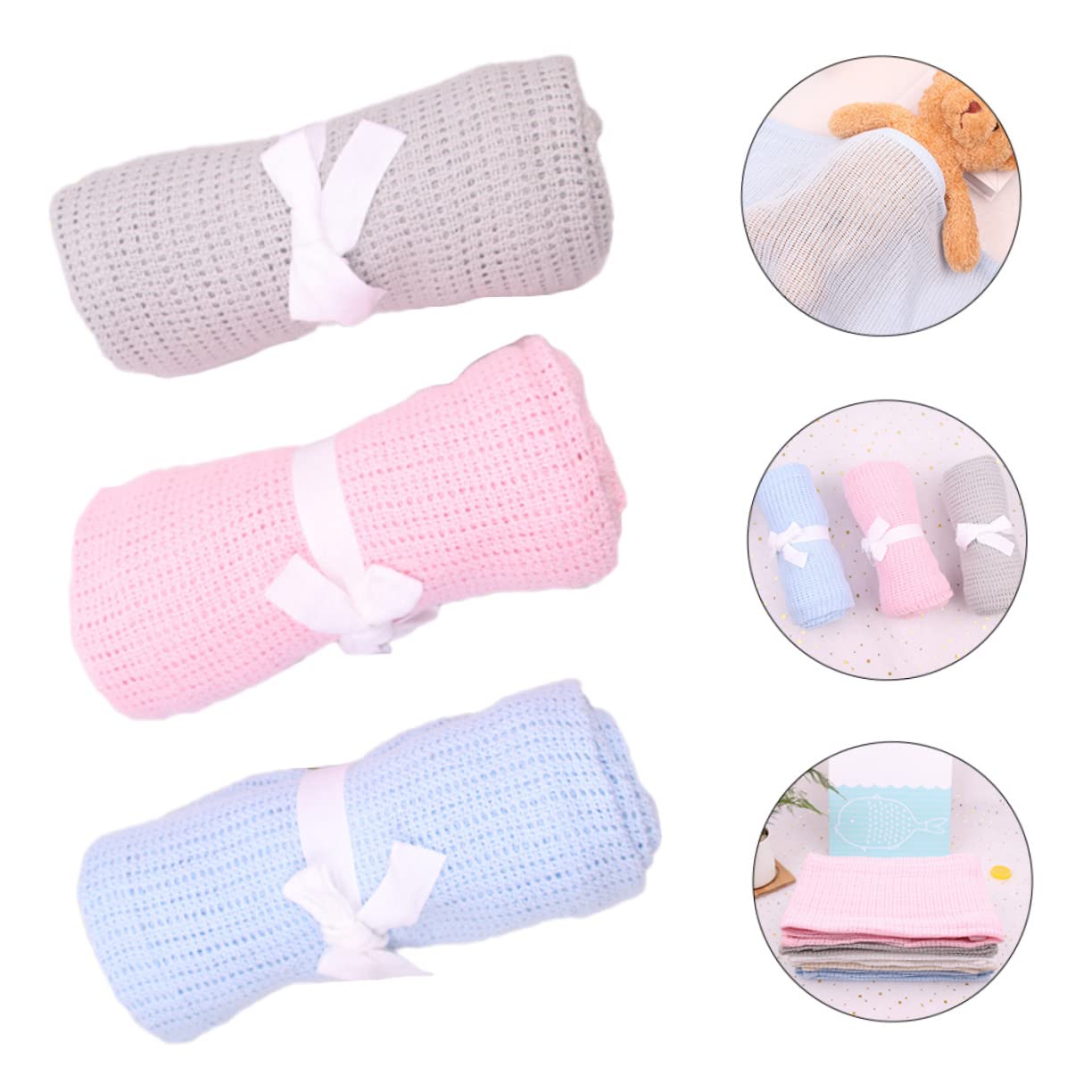 Genérico Envolvente De 3 Piezas para Guardería De Algodón para Niños Y Niñas Tacto Cómodo Multifuncional Ideal para Cochecitos Y Cunas.