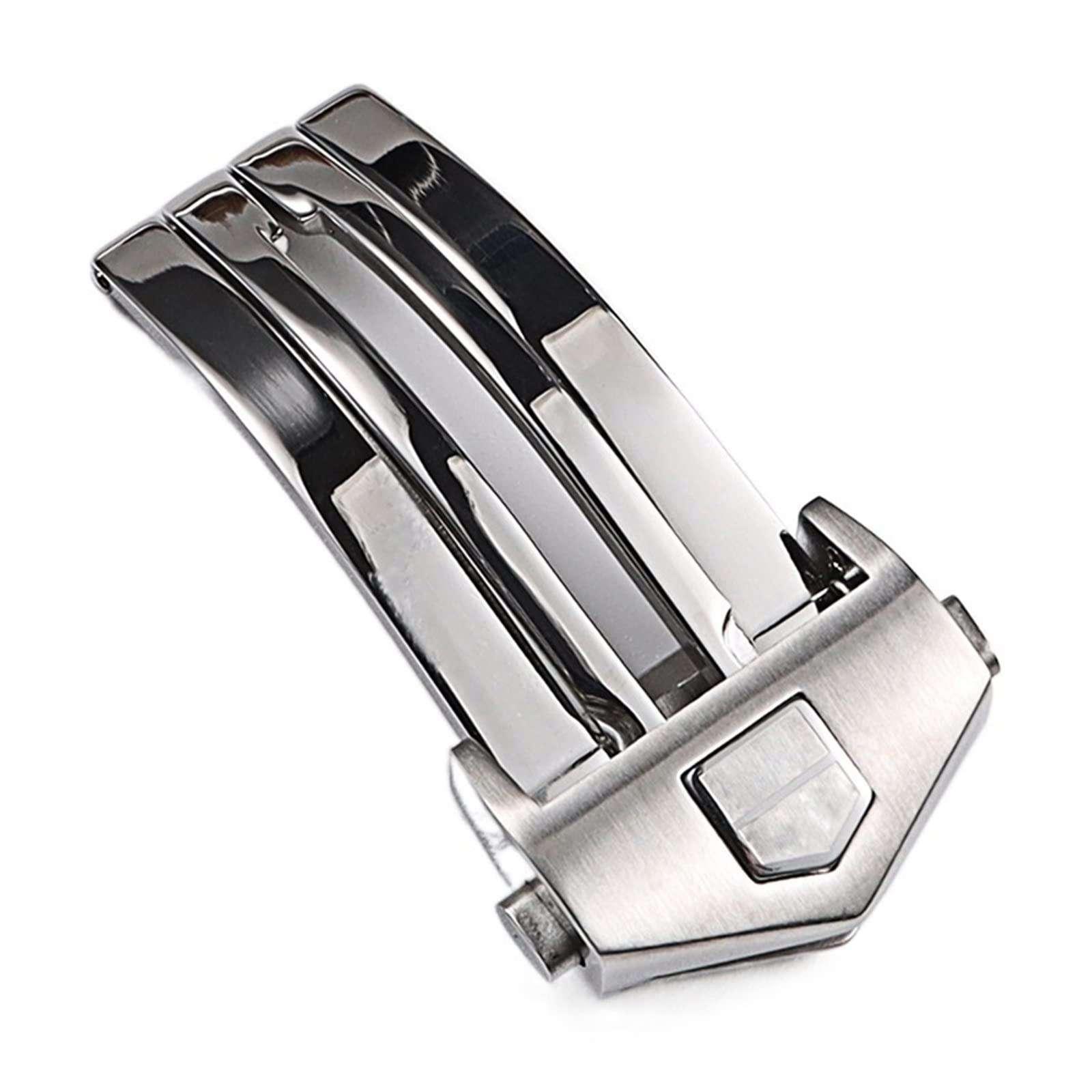 Fermoir déployant en acier inoxydable massif pour bracelet de montre Tag Heuer Noir 20 mm