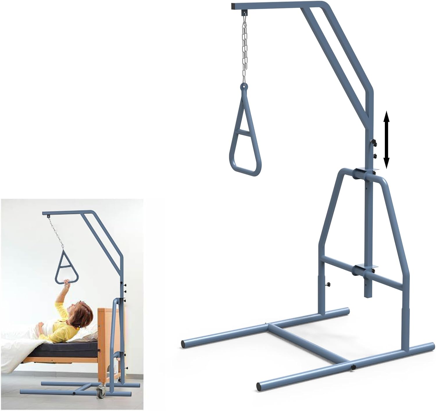 Grey Bed Trapeze, Trapeze Bar For Bed Mobility With 300 LBS Weight Capacity Hospital