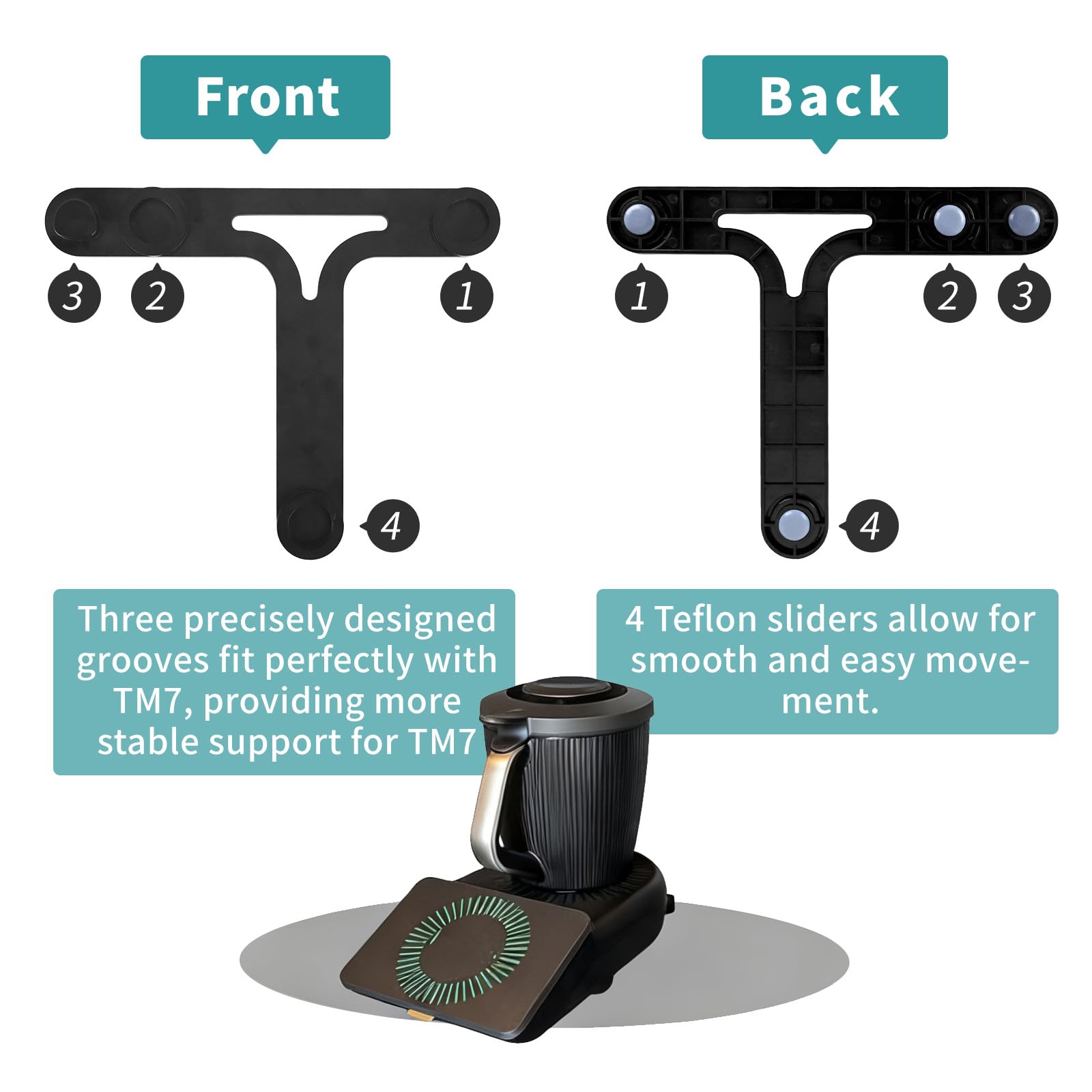 Plateau Coulissant Pour Thermomix TM7 – Support Avec Patins Téflon, 3 Rainures, Déplacement Facile, Protection De La Balance