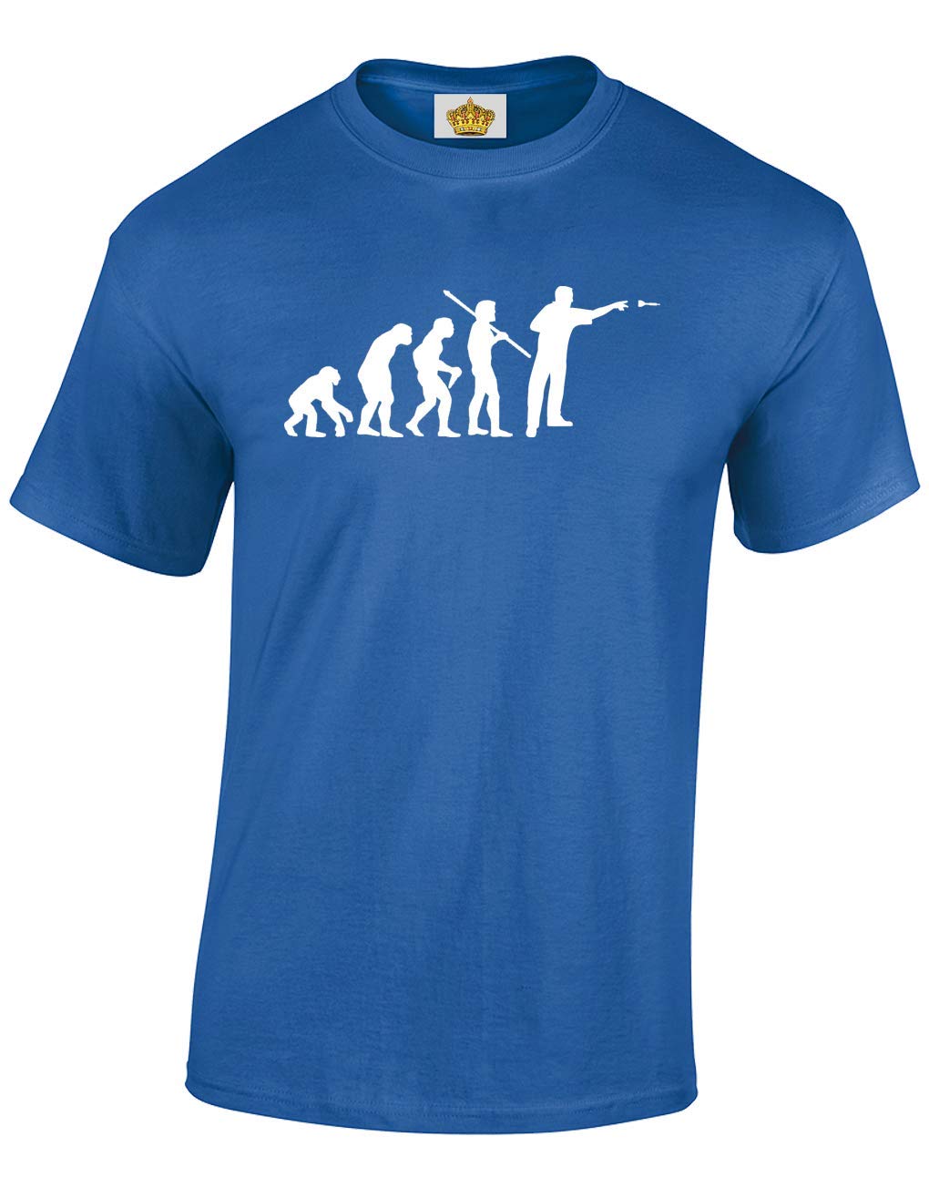 Crown Designs Evolution of Darts Player Novelty Gift for Men & Teenagers T-Shirts Tops (Royal/X-Large)