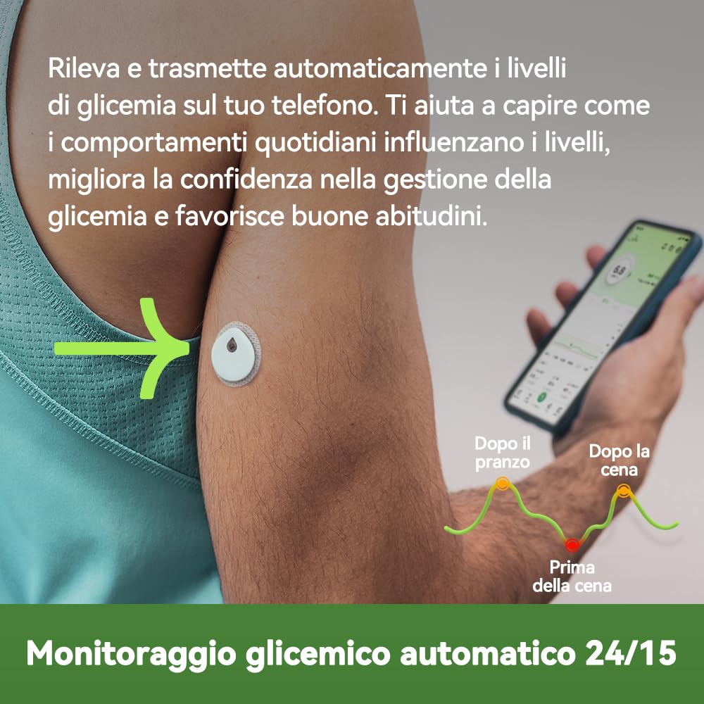 MicroTech Linx M1 Continue Glucose Monitor for 15 Days, Track your glucose response with APP, works with IOS and Android