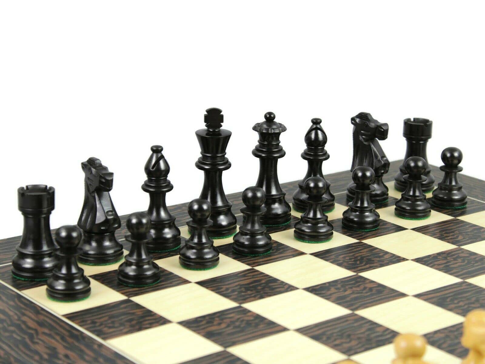 Set di scacchi in legno Tiger Ebony Board 20 pollici ponderato Ebanizzato Staunton French Knight Pieces 9,75 pollici