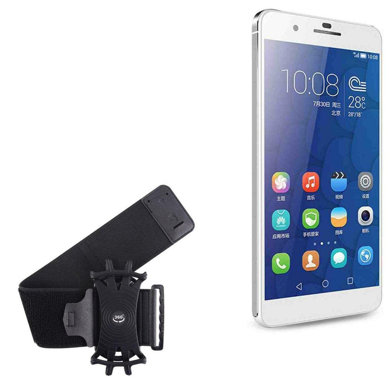 BoxWave Holster Compatible with Honor 6 Plus - ActiveStretch Sport Armband, Adjustable Armband for Workout and Running - Jet Black