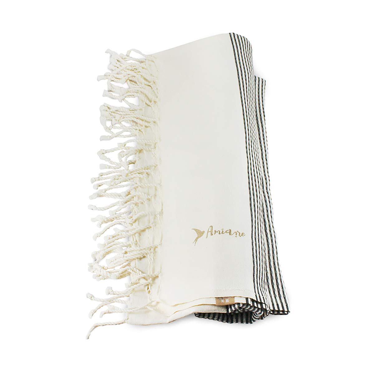 Toalla de Playa XL Venecia - Blanca y Negra - Toalla 100% algodón - Toalla de Playa Grande - Tamaño :180 x 195 cm - Incluye Bolsa de Viaje - Secado rápido - Toalla de Playa fouta Doble
