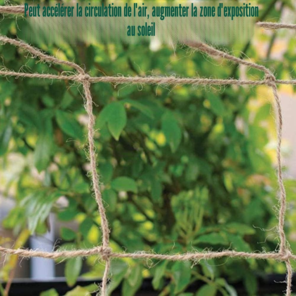 Filet de Jute 2m x 10m pour Soutien des Plantes - Treillis Écologique Biodégradable Compostable pour Jardin