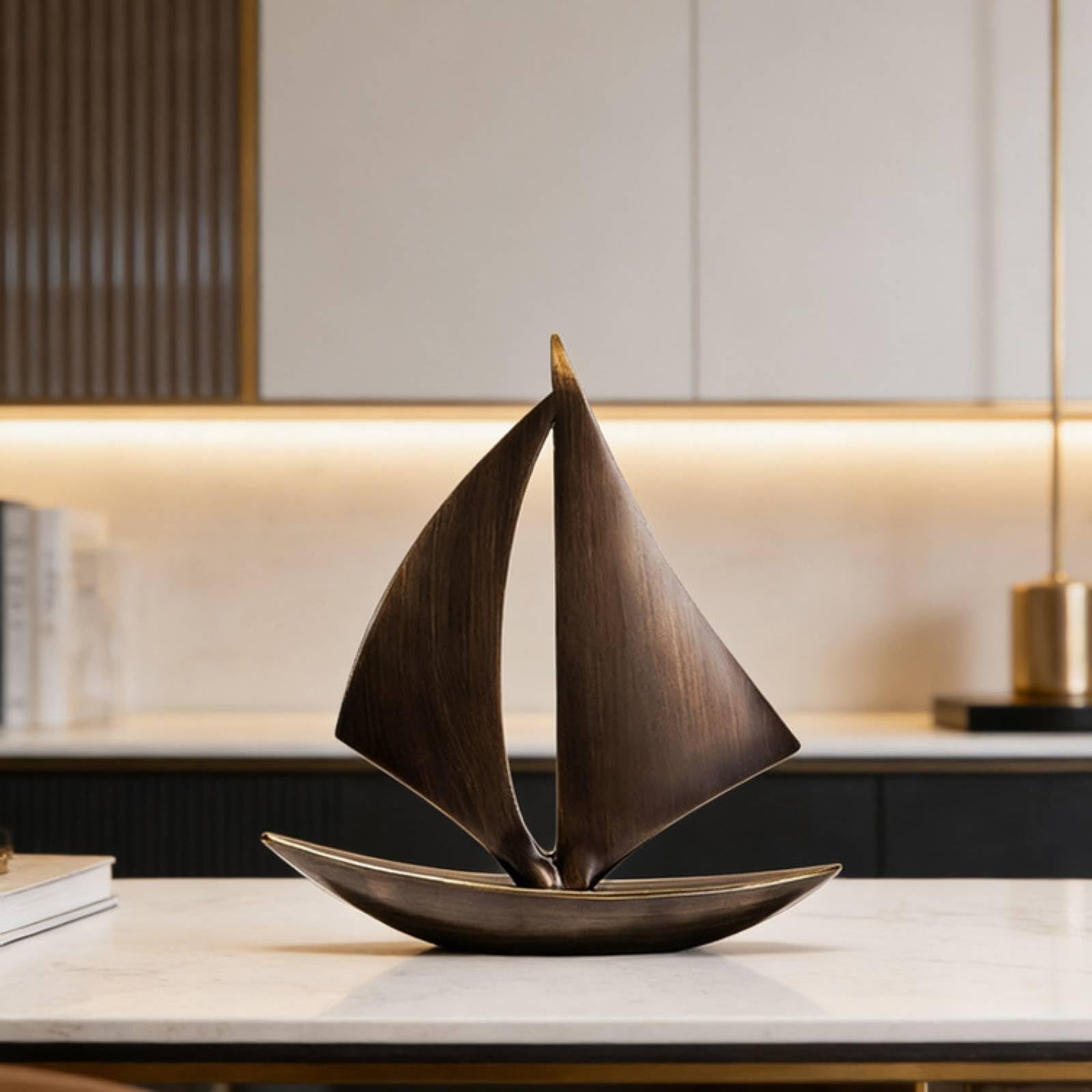 Barca a Vela Decorativa Elegante Modello di Barca a Vela Marittimo Modello di Veliero per Soggiorno, Modello Da Tavolo