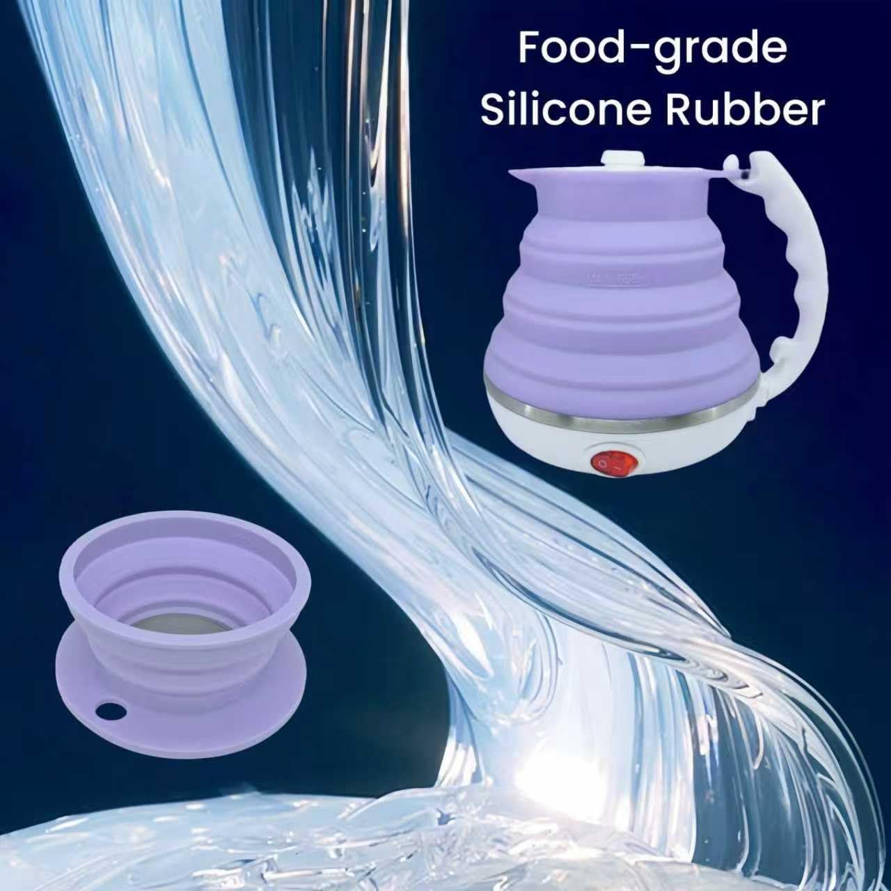 Tragbarer Wasserkocher, zusammenklappbarer elektrischer Reise-Wasserkocher + Reise-Kaffeemaschine, zusammenklappbarer Kaffee-Tropfer (lila)
