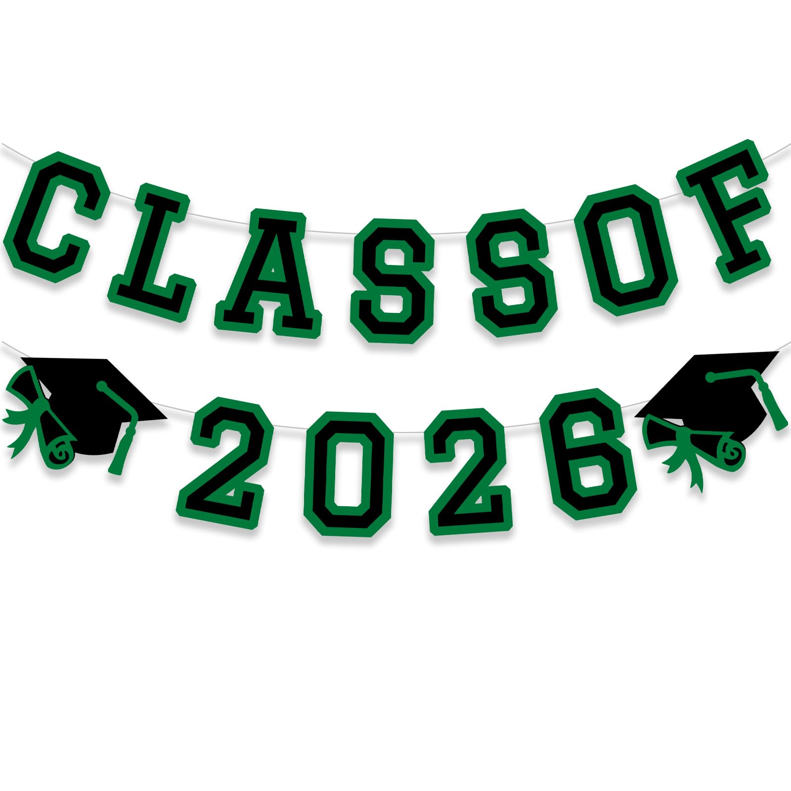 Class of 2026 Graduation Banner University College Grad Garlands Decoration Party Supplies High School Colors Green