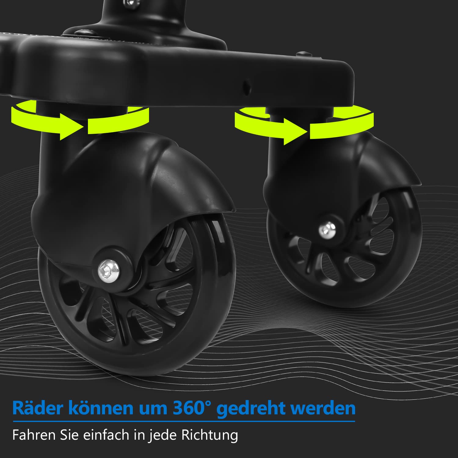 Buggy Board mit Sitz, Kiddy Board mit Sitz，trittbrett für kinderwagen universal，360°Zweirad Design,für 2-6 Jahre alte Kinder,kinderwagen board von 25kg(Schwarz)