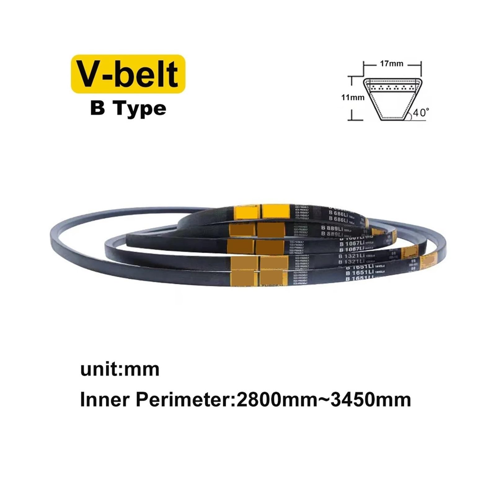 Cinghia trapezoidale in gomma tipo B, perimetro della cinghia trasportatrice for trasmissione di potenza 2.800 mm-3.450 mm 1 pezzo(Li 2819mm)