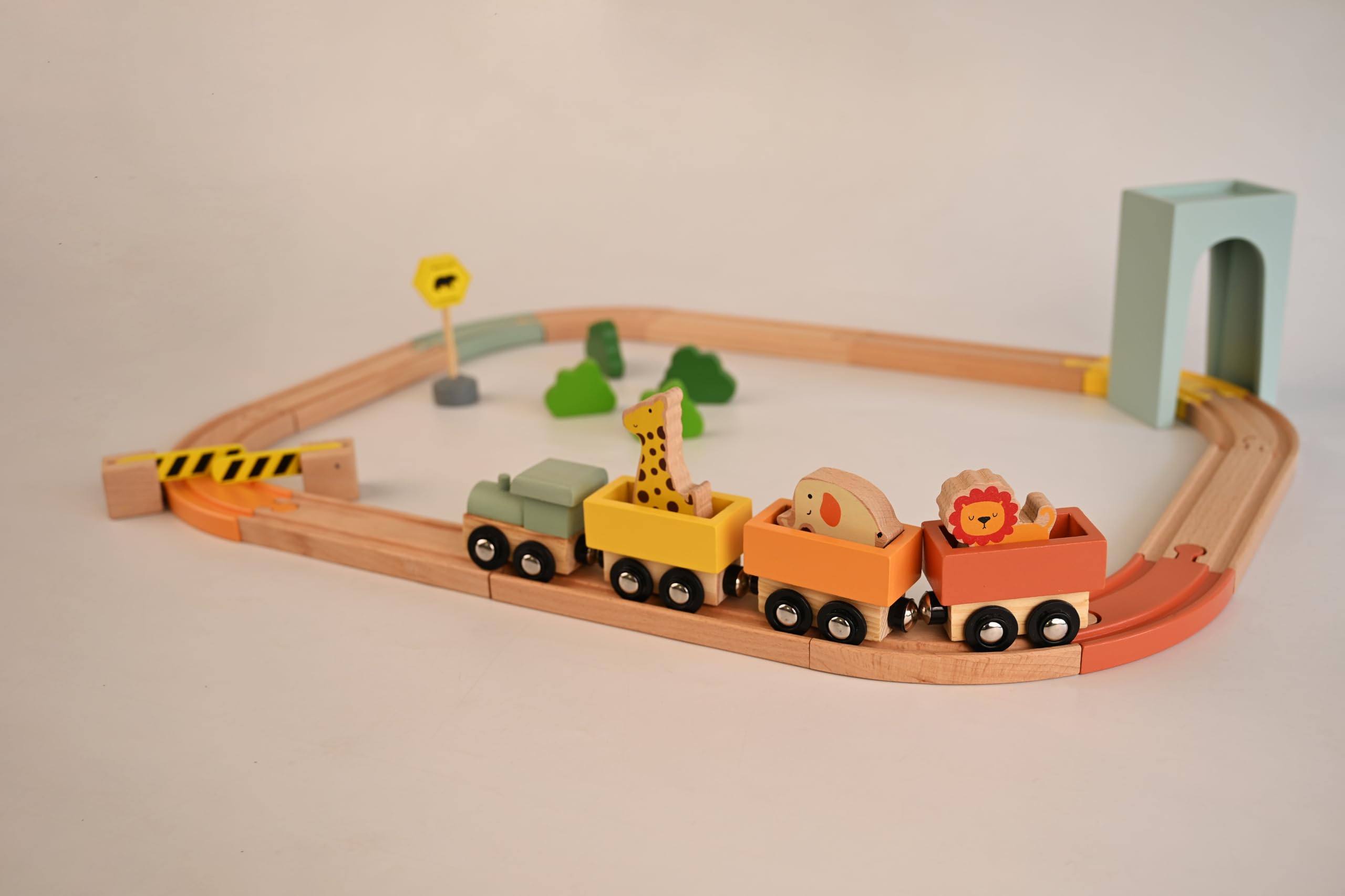 Playbox Wooden Wild Track Train Playset Vehicle with Magnetic Train Engine | Wooden Toy Playset for Toddler & Kids Baby Toys-image-38