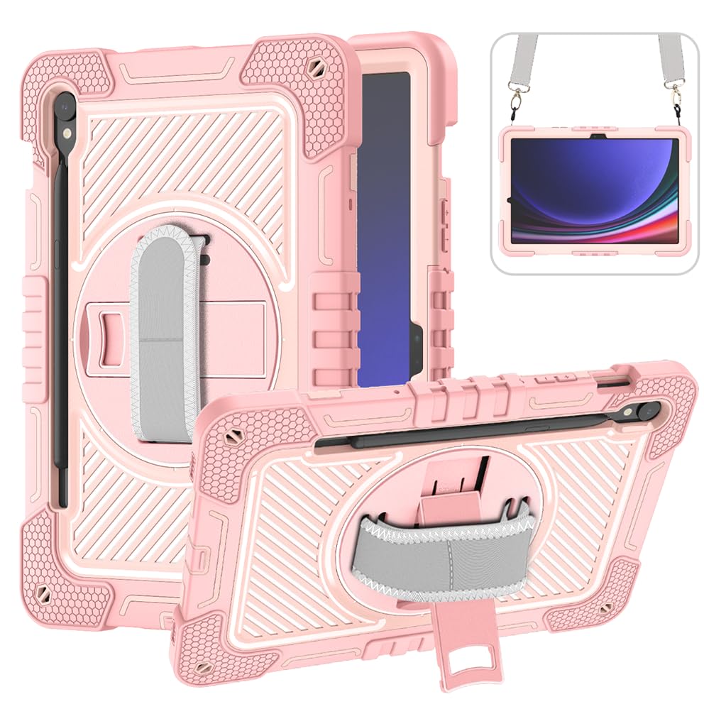 Funda para Samsung Galaxy Tab S10 Lite X406B antichoque con soporte giratorio de color oro
