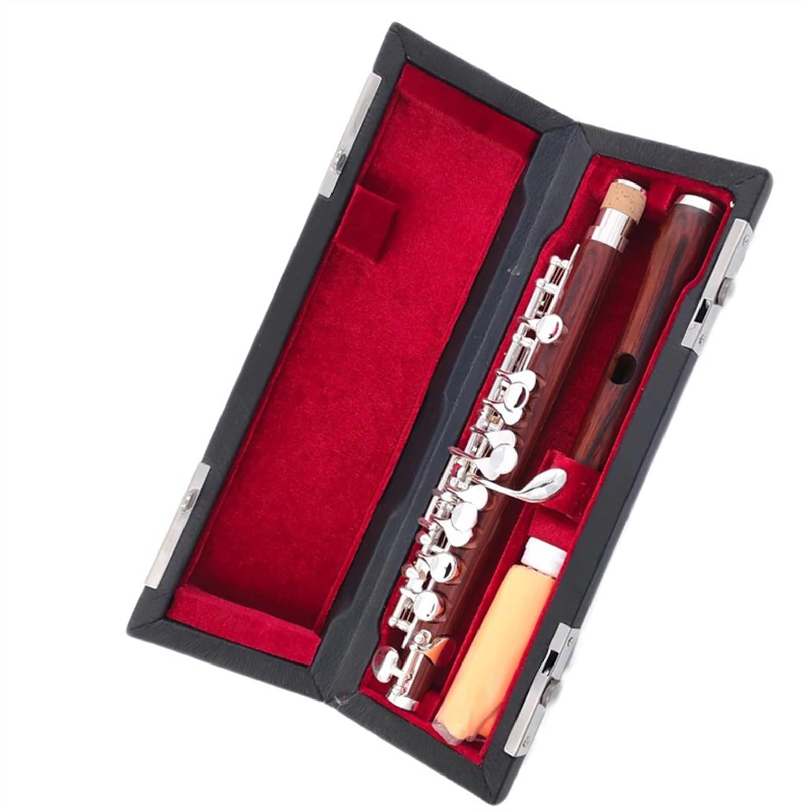 Flauta de palisandro de tamaño medio en C, material de cuerpo liso de cobre blanco plateado Principiantes Flauta
