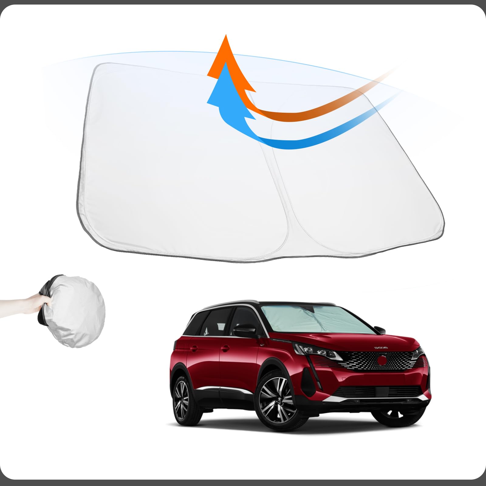 GIUD Peugeot 3008 4008 5008 2016-2022 Parasol Coche Delantero, Parasol Luna de Coche Protección Rayos UV Parabrisas, Protector Ventana Coche