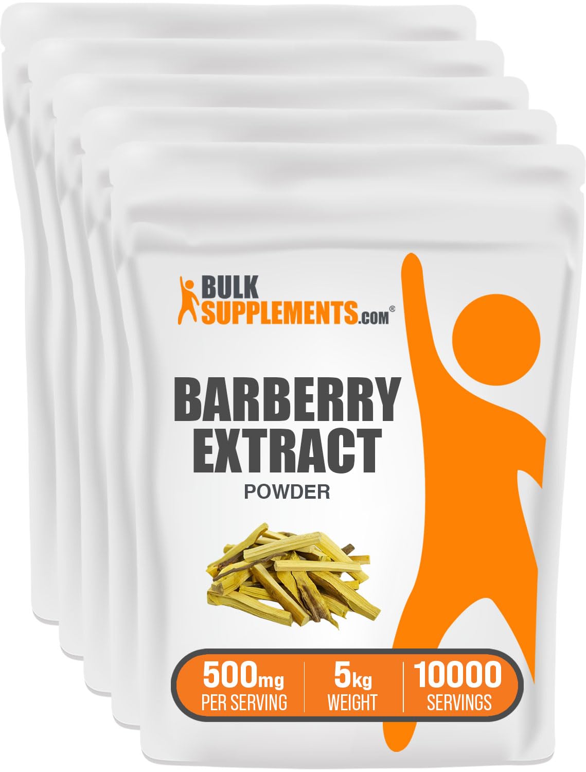 BulkSupplements.com Barberry Extract Powder - Berberine Supplement, from Barberry Root & Bark - Soy Free - 500mg per Serving, Pack of 5 (5 Kilograms - 11 lbs)