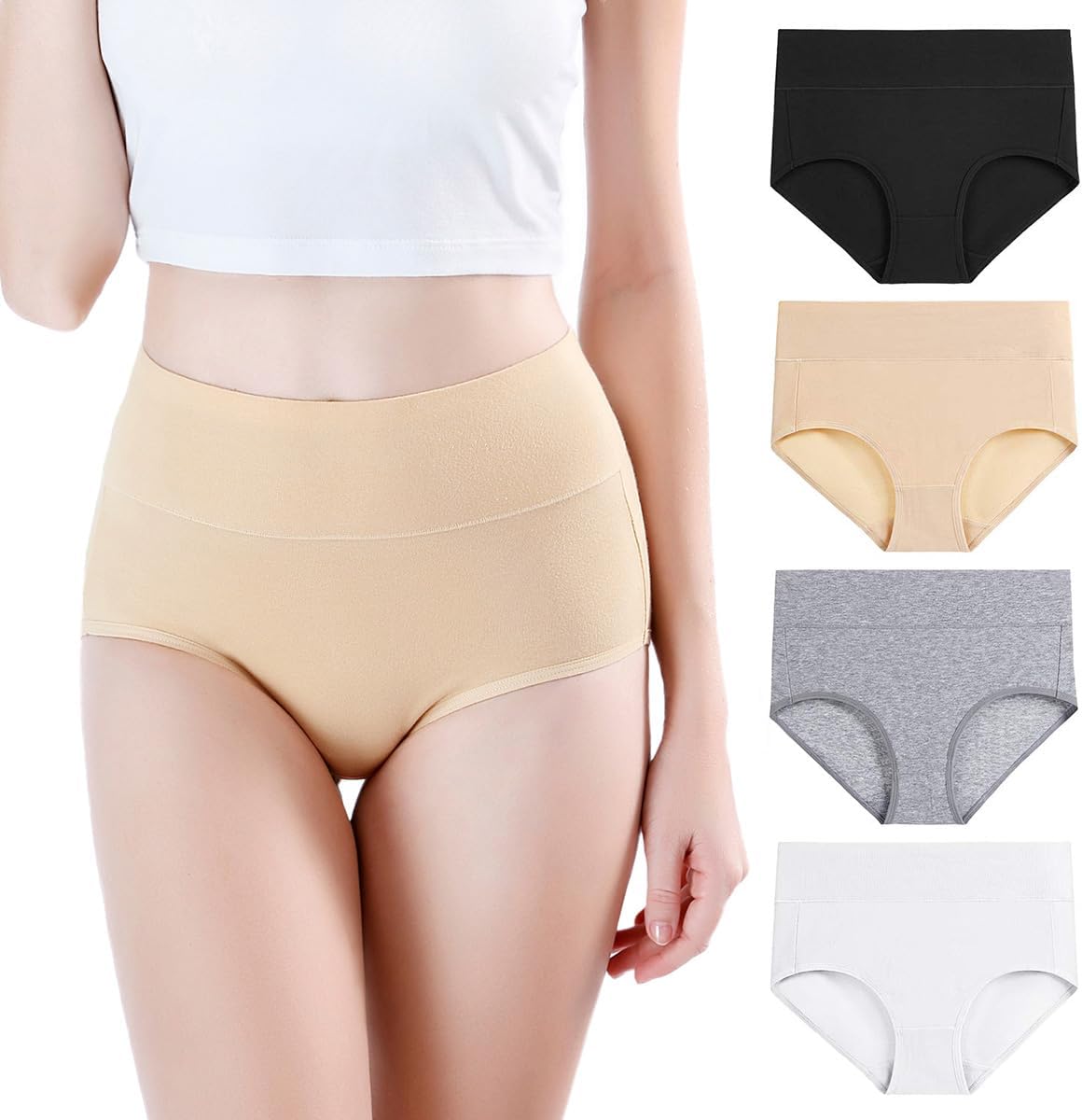 wirarpa Women's Modal Underwear Soft High Waist Briefs Ladies Panties 4 Pack - Image 2