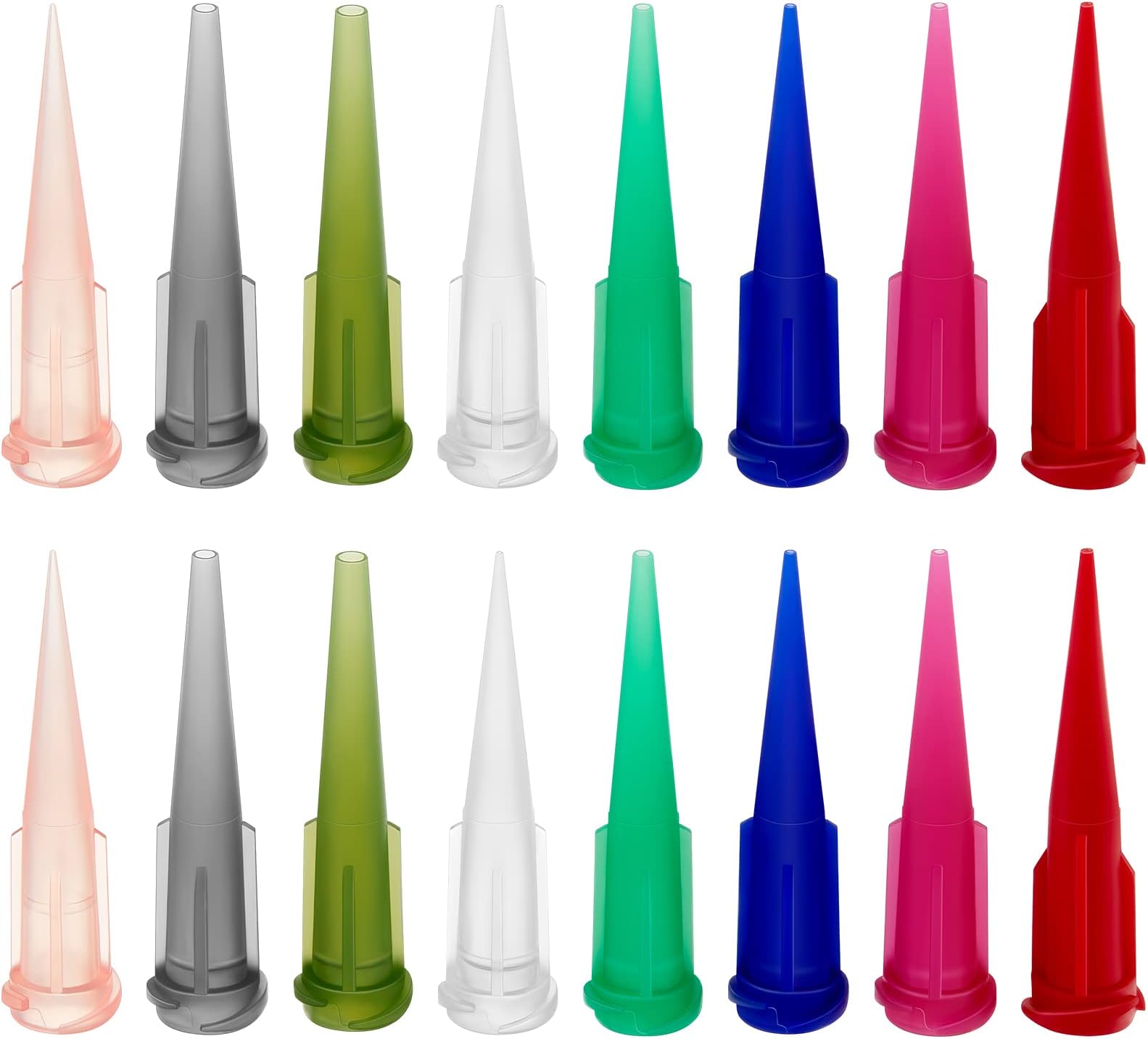 Treela 160 Pieces 8 Size Plastic Tapered Pinhead Blunt Tips Adhesive Dispensing Plastic Glue Tips for Industry Oil or Glue Applicator (Classic Color)
