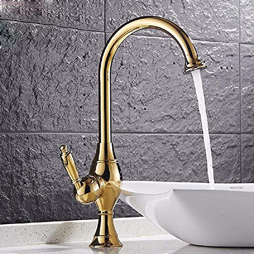 Grifo de cocina de cobre dorado duradero que elimina fugas en el fregadero 4