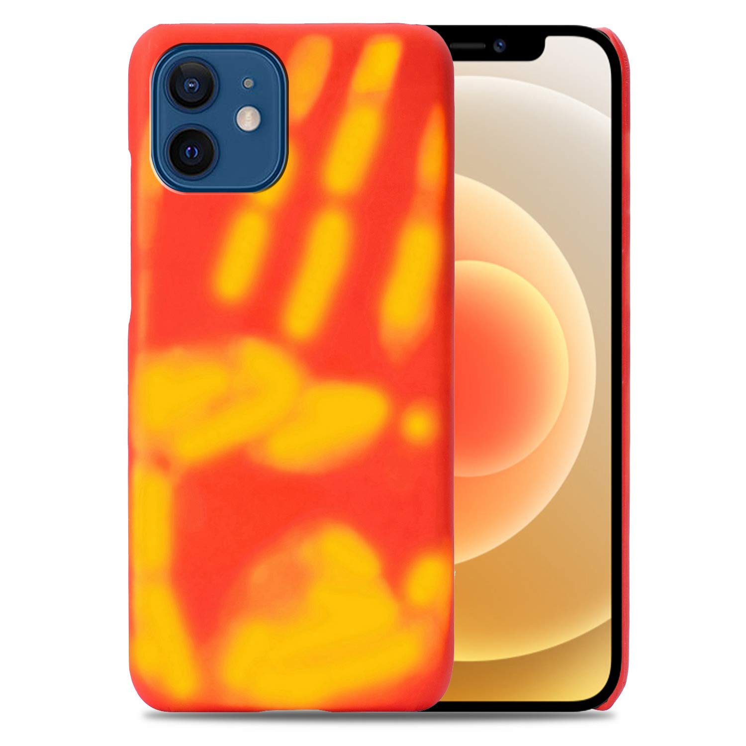 Hicaseer Case for iPhone 12 Mini,Thermal Sensor Case&Ultra Thin Anti-Scratch Stylish Color Changing Protective Cover for iPhone 12 Mini 5.4" - Red+Yellow