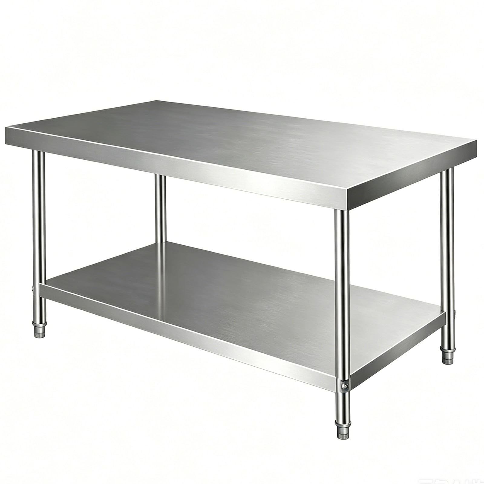 Mesa de Trabajo de Acero Inoxidable, mesas de preparación para cocinas comerciales, estanterías de Alta Resistencia, Banco de Trabajo para Garaje, Ideal para el hogar, la Oficina, el almacén