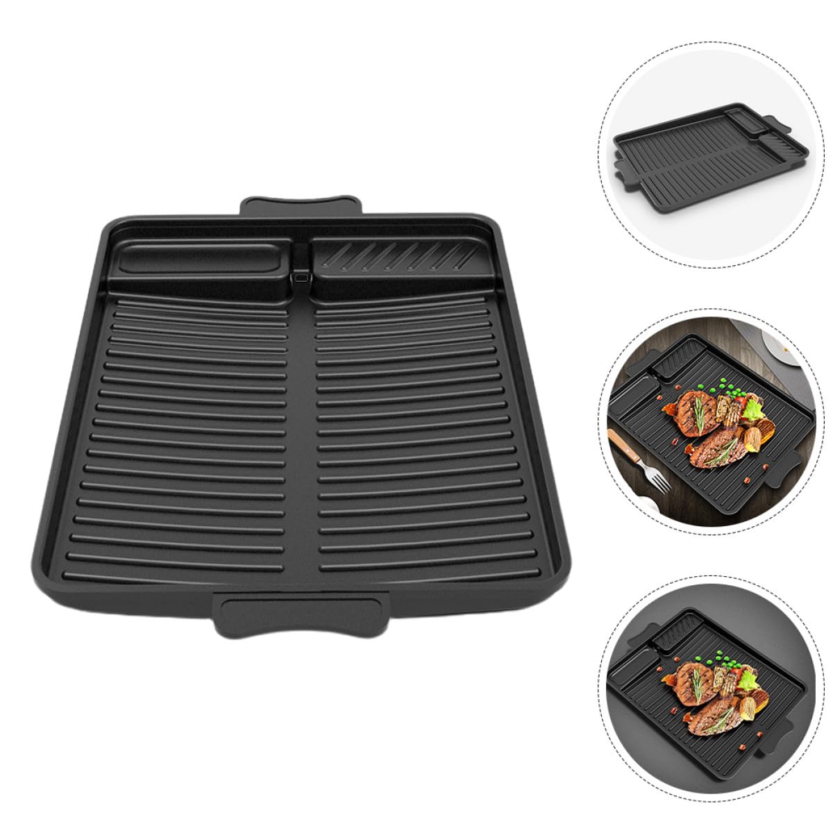 iplusmile Piastra Rivestimento Antiaderente in Alluminio Rettangolare Nero Ampia Area per Grigliare per Barbecue Coreano per Grigliate All'aperto in Famiglia