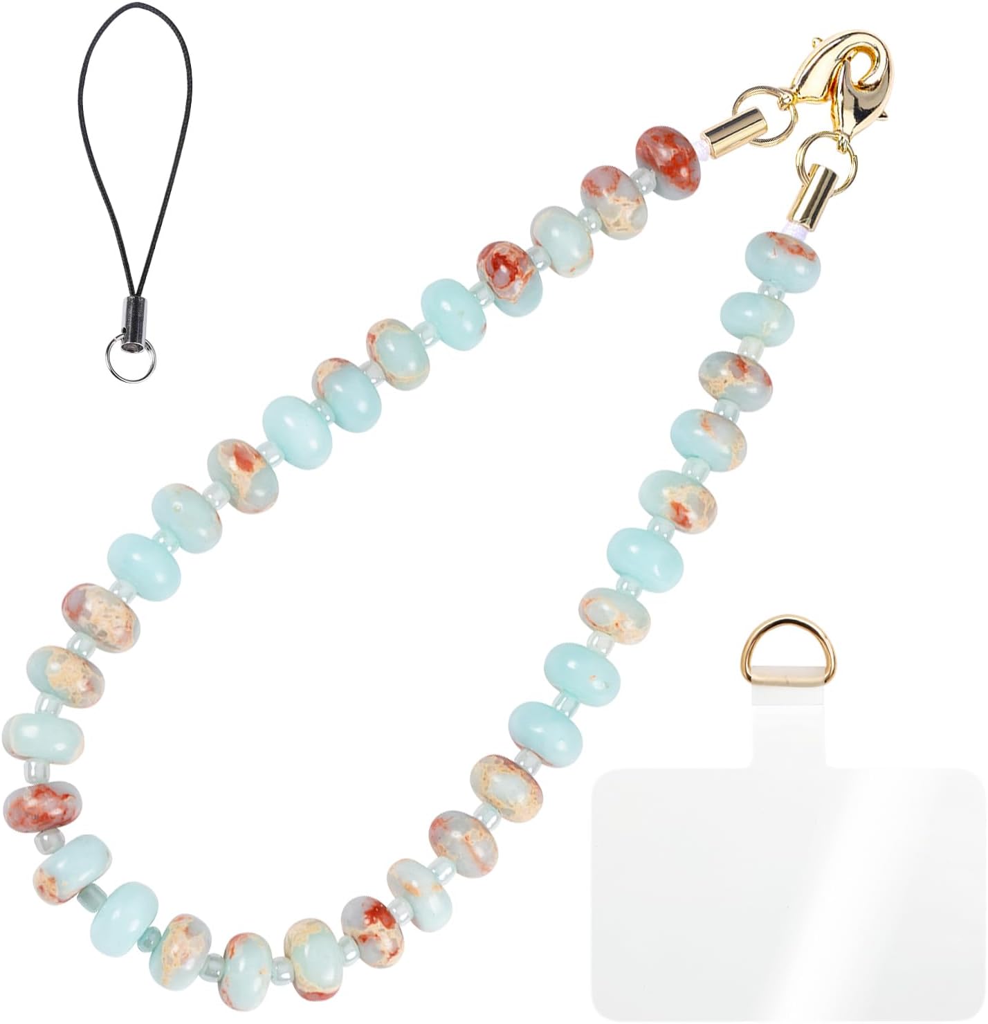 CH.yishi Handmade Natural Crystal Beaded Cell Phone Charm Lanyard