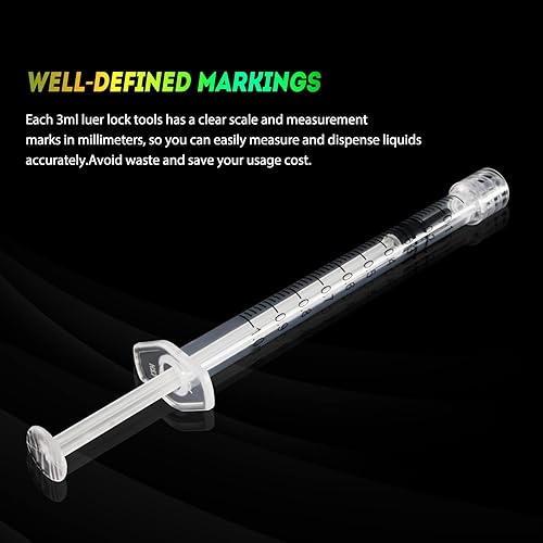 Miniatura 4 de SHAOTONG Jeringa de 0.0 fl oz con accesorios Luer Lock de calibre 25, 1 pulgada y 0.984 in, suministros desechables de dispensación de laboratorio,