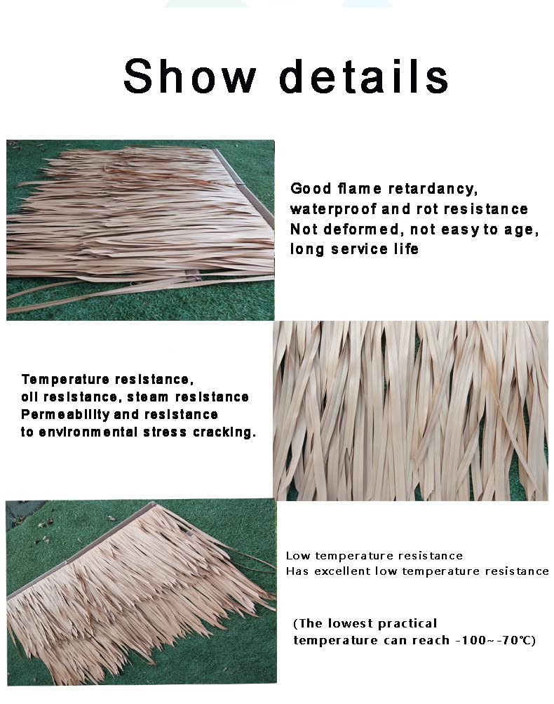 Pogrubiony słomkowy dach, strzecha, rolki, symulacja, strzecha, aluminium, strzecha, pawilon, sztuczna strzecha, słomka, sztuczna strzecha, plastikowy dach (rozmiar: 10 sztuk)