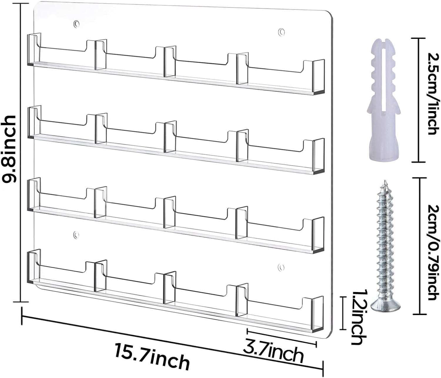HBlife Clear Acrylic Business Card Holder Wall Mount Sticker Display Rack Multiple Cards Organizer for Gift Cards and Brochures 16 Pockets(2 Pack)