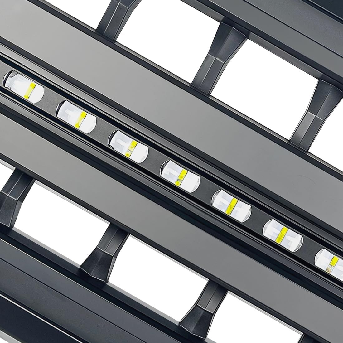 Front Grille Compatible with 2011-2016 F250 F350 F450 F550 Super Duty, Matte Black Bumper Grill Guard w/Off-Road Lights