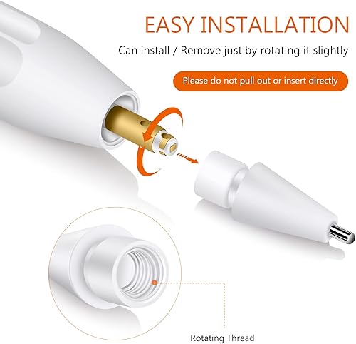 Miniatura 4 de Paquete de 5 puntas de lápiz de repuesto + 5 puntas de lápiz de aguja de metal de repuesto para Apple iPad Pencil de 1 generación y 2 generación con