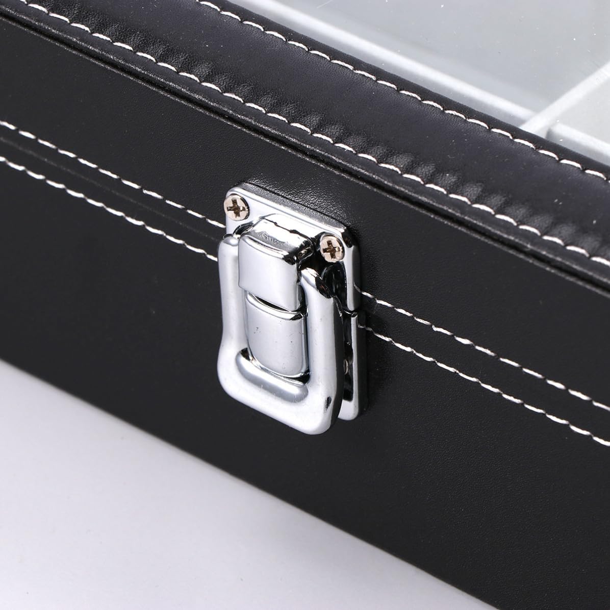 BESPORTBLE Scatola Porta Occhiali da Sole 1 Pz Nero con 8 Scomparti | Pannello in Densità, Pu, Vetro, Flanella e Metallo, Specchio Integrato, per Esposizione e Ordine Domestico