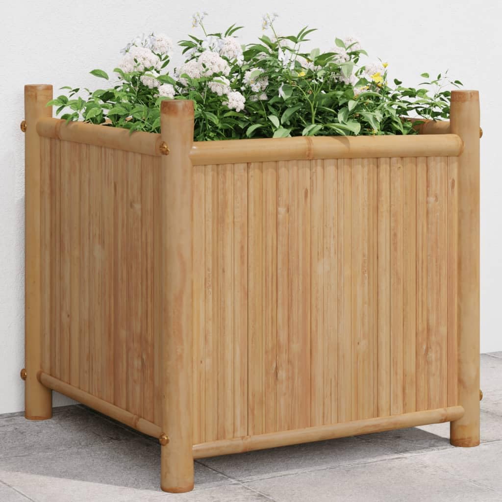 Jardinière en bambou 40x40x40 pot de fleurs déco balcon patio