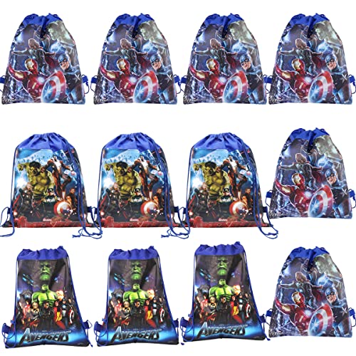 Sacos de cordas, 12 peças desenhos animados tema bolsas de cordas mala mochilas desporto pack reutilizáveis mochila com cordão para crianças aniversários