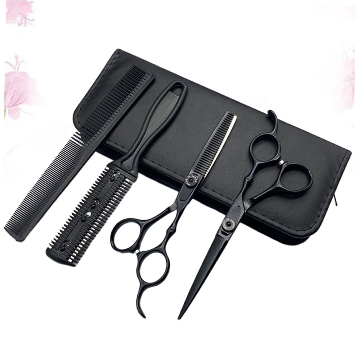 Beavorty 5piezas Tijeras De Peluquería Tijeras Para Cortar Pelo Profesional Mango Ergonómico Herramientas De Kit De Peine Accesorios De Barbero Con Bolsa De Almacenamiento