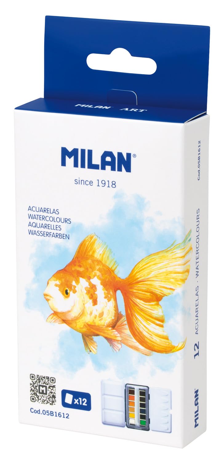 MILAN® Metalowe etui 12 akwarele pół godet