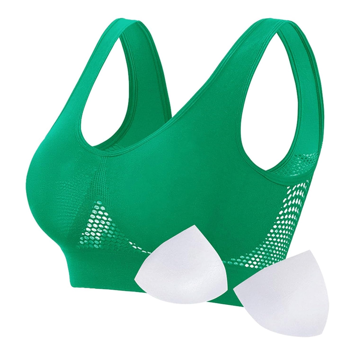 Women Breathable Bras 2024 Casual Workout Jogging Yoga Brassiere with Removable Chest Pad Solid Basic Mesh Tank Bra