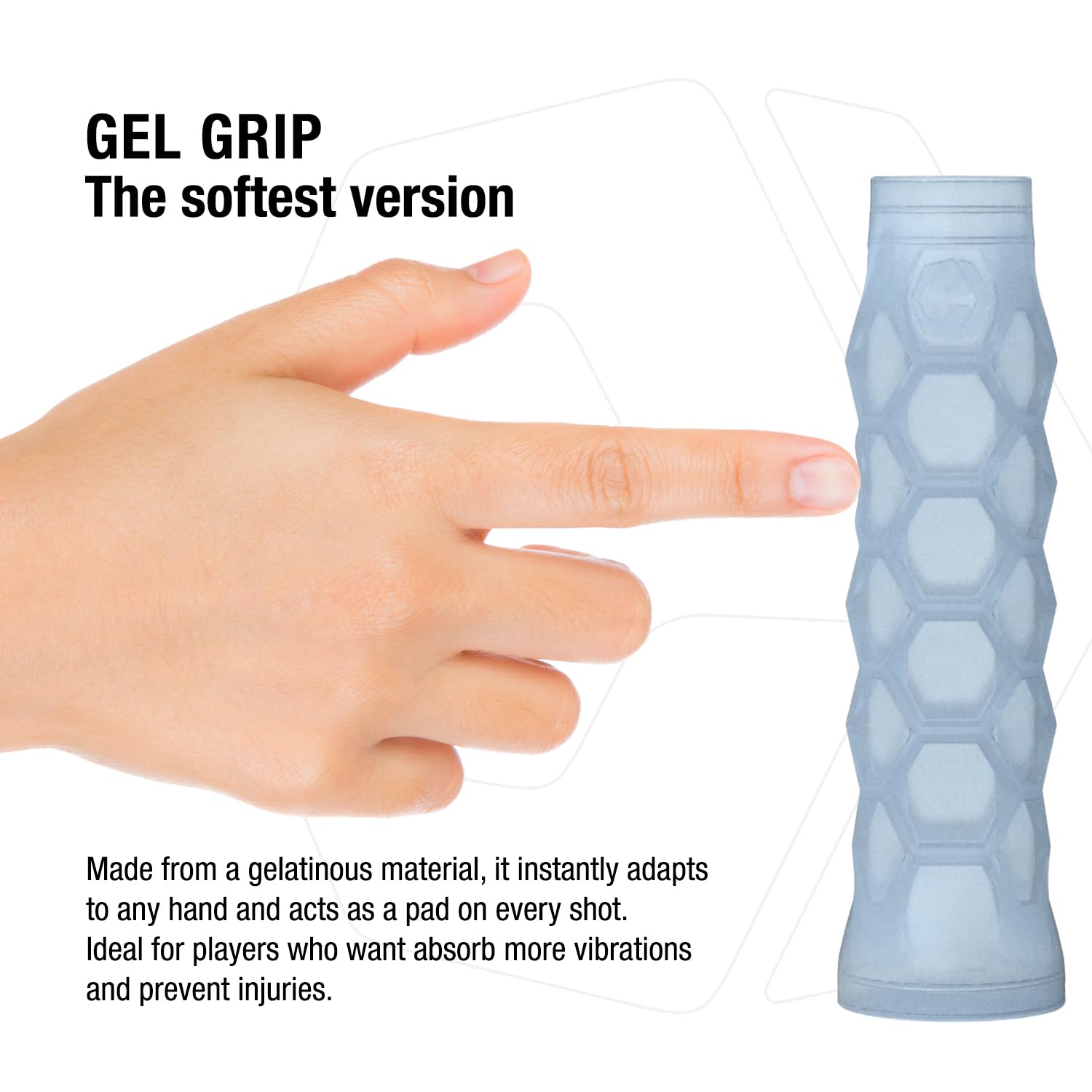 Hesacore Poignée en gel pour raquette de pickleball – 13,2 cm – Confortable pour le tennis coude, force de préhension accrue, moins de vibrations, soutien des doigts, aide les mains moites