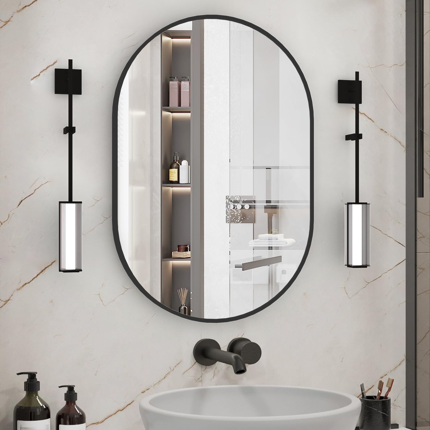 Amazon.com: NEUWEABY Oval Bathroom Mirror Wall Vanity Oval Mirrors