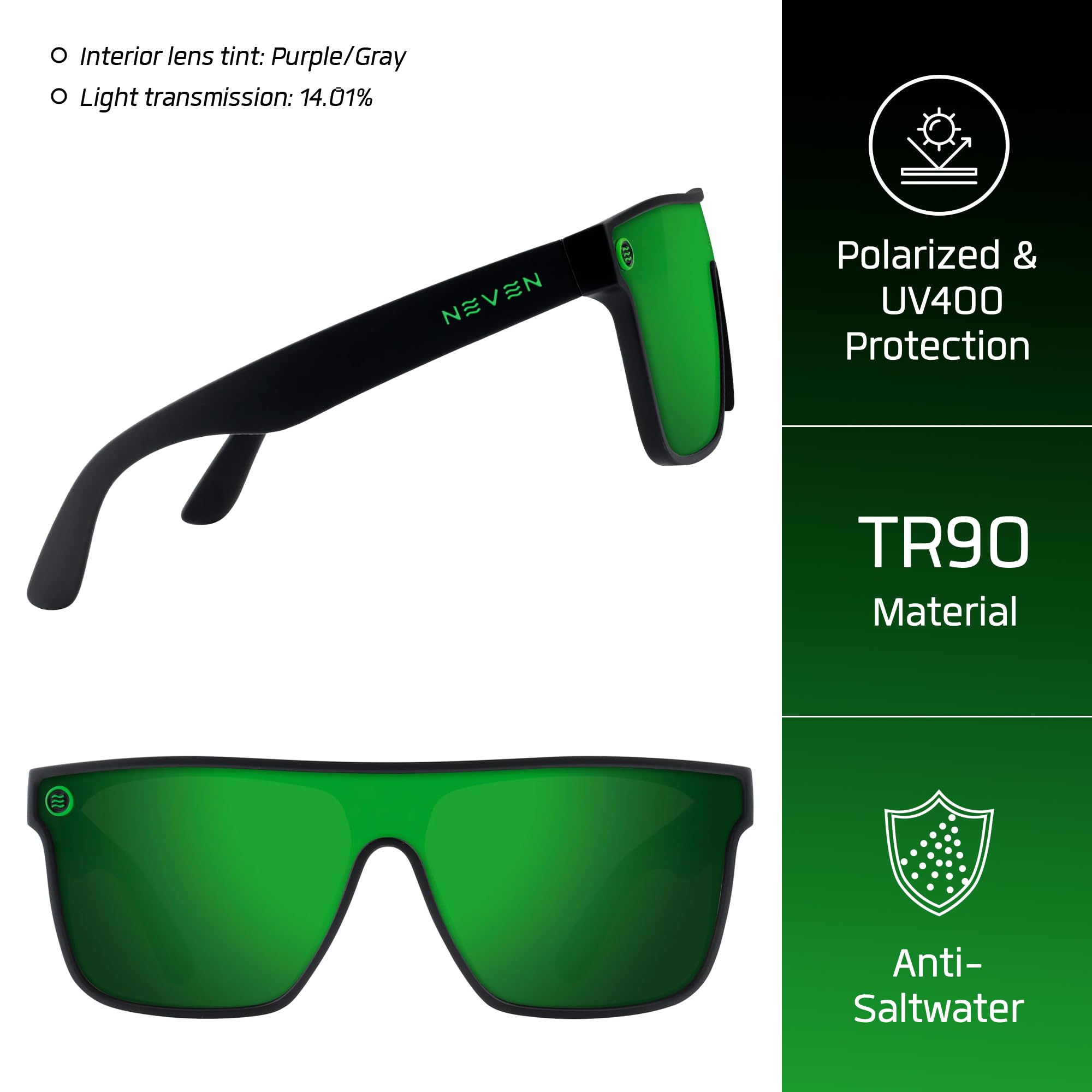 NEVEN Legend TR90 - Lentes de sol polarizados para hombres y mujeres, lentes de sol deportivos de ajuste grande/XL para estilos de vida activos