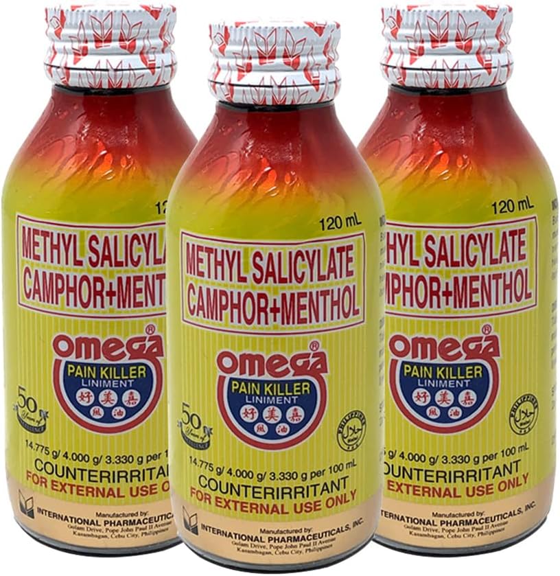 Methyl Salicylate Camphor+Menthol Omega Pain Killer Liniment 120mL (Pack of 3)