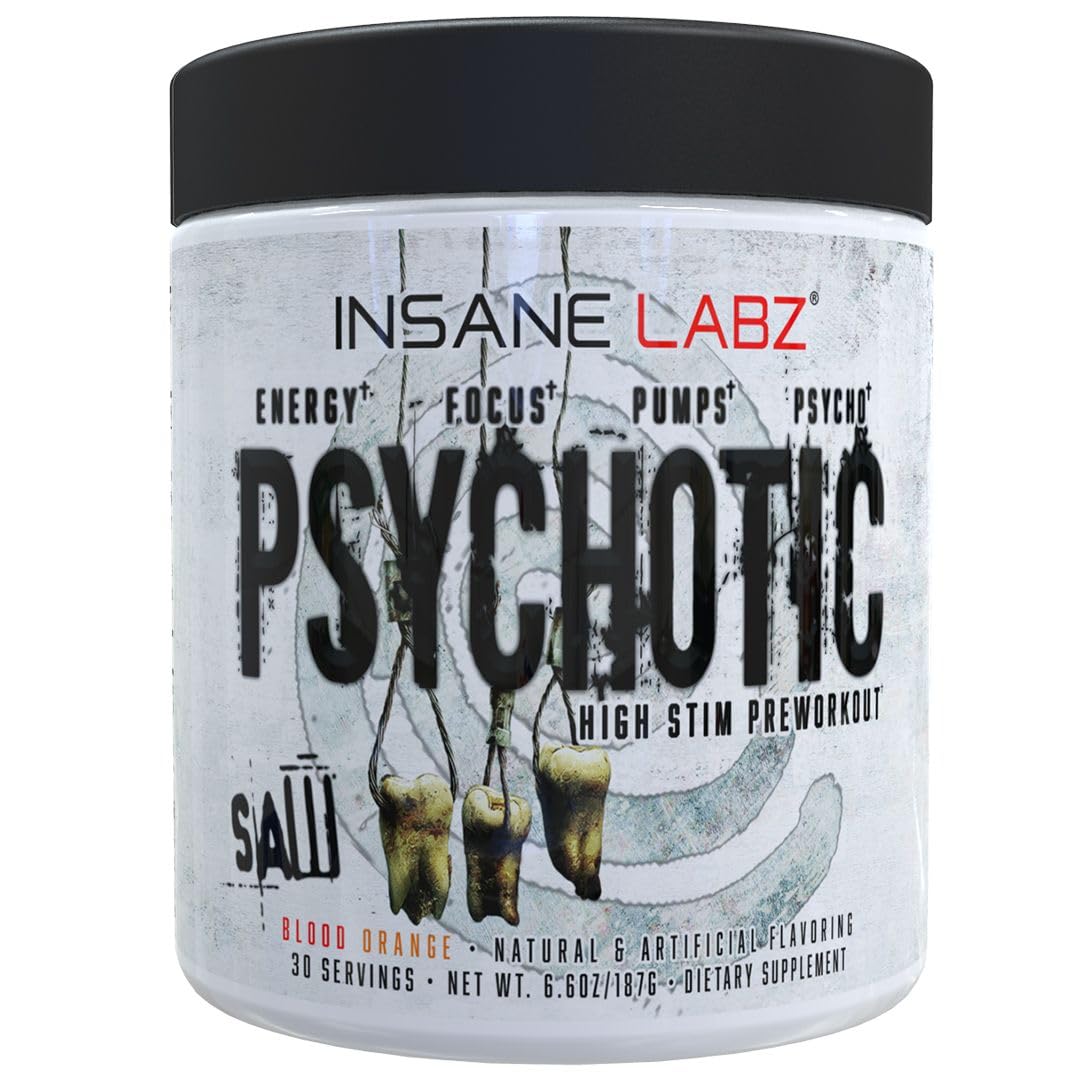 Insane Labz Psychotic Saw: Extreme High-Stim Pre-Workout Powder (Blood Orange)