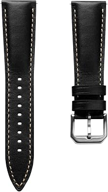 Tenby Classic Leather Watch Strap, made from waxed-oiled full grain calf hide leather, with quick-release spring bars. In black, brown, burgundy and green. Sizes include 20mm and 22mm