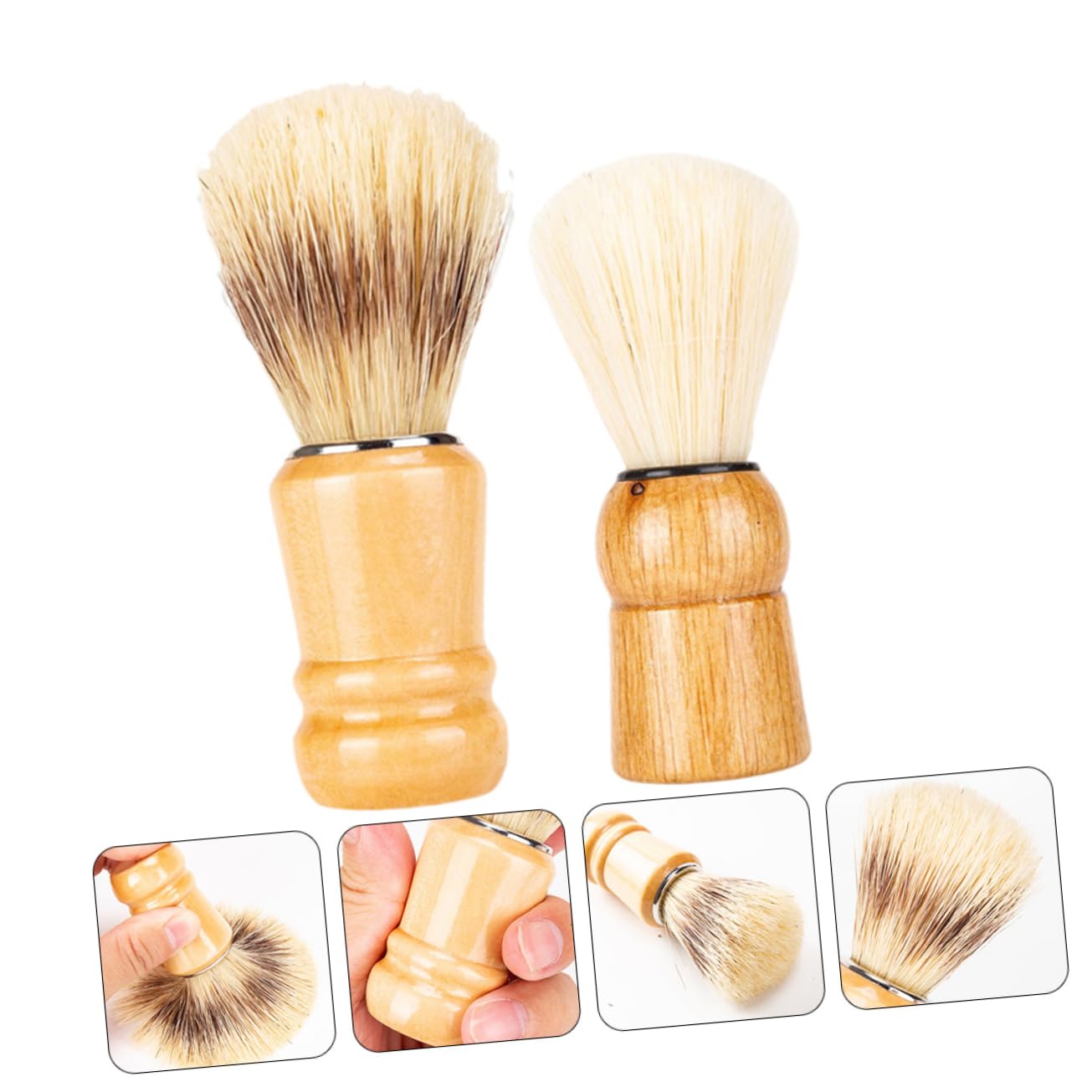 Healeved 10pezzi Pennelli Da Barba Con Manico Legno Pennello Per Rasoio Setola Naturale Per Uomini Per Di Festa Del Papà e Uso Quotidiano
