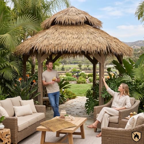 Rollo de paja tiki ignífugo y duradero para proteger y decorar techos de palapas 6