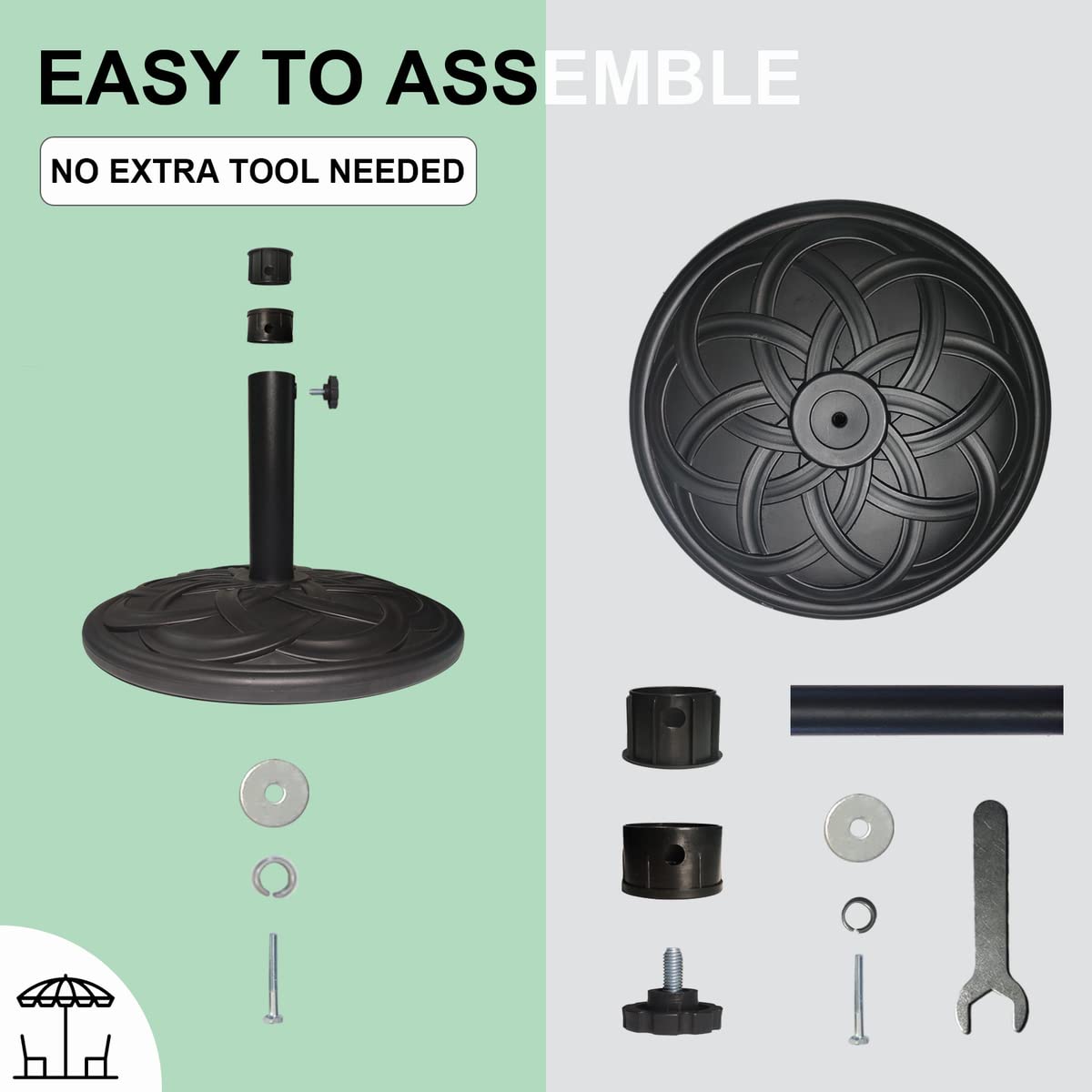 T&Jero 26 lb Round Heavy Duty Patio Market Table Umbrella Base Stand