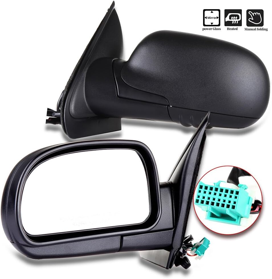 Driver Side Black View Mirrors Fit for 2002-2009 For Chevy Trailblazer For GMC Envoy 2002-2005 For GMC Jimmy Manual Folding Heated Exterior Mirrors 15789782