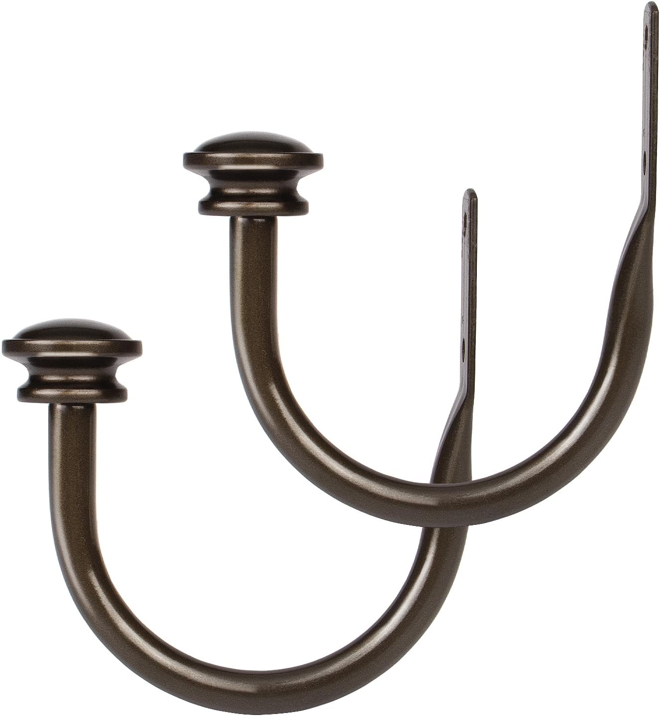 TONIAL Curtain Holdbacks 2 Pack, Decorative Window Drapery Tiebacks for Wall with Small Finials (1 Pair/2 Pack), Bronze