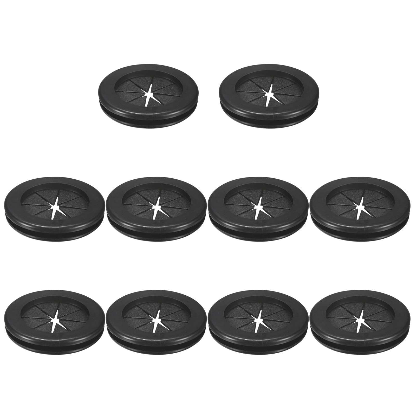 M METERXITY 10-Pack Rubber Grommets for Wiring 50mm Desk Grommet Double-Sided Flexible Cable Cord Grommet Desk Hole Cover for Cables/Wires Through Protection [Black